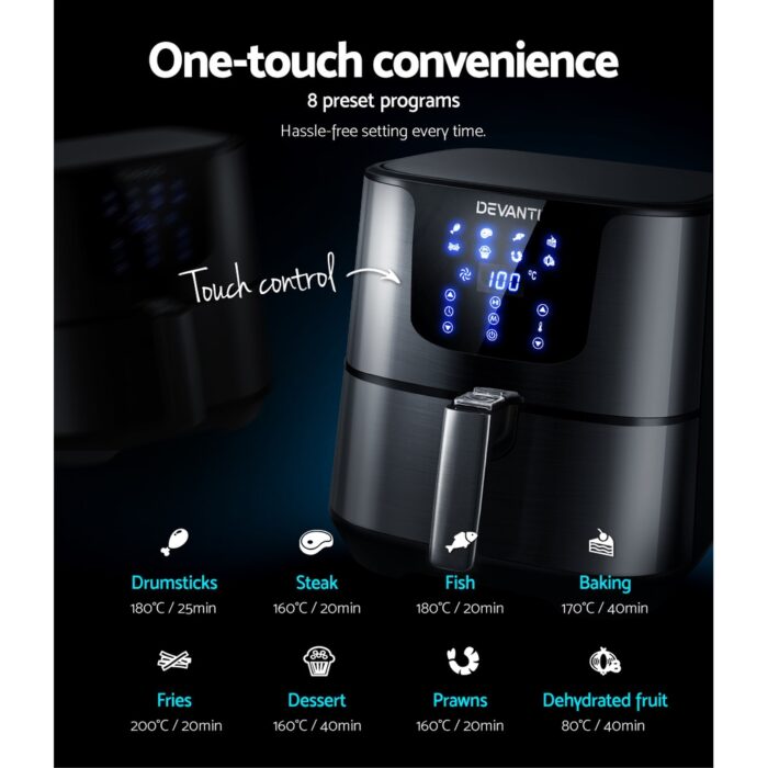 Devanti Air Fryer 7L LCD Fryers Black - Image 5