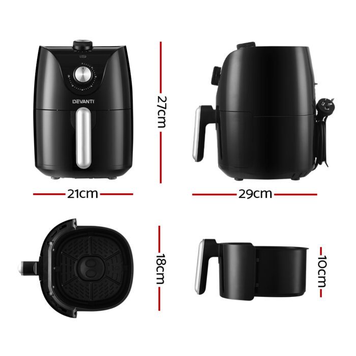 Devanti Air Fryer 2.5L Knob Fryers - Image 2
