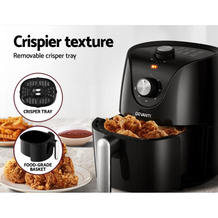 Devanti Air Fryer 2.5L Knob Fryers - Image 6