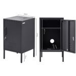 Artiss Bedside Table Metal Cabinet - Black - Image 4