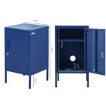 Artiss Bedside Table Metal Cabinet - Blue - Image 4