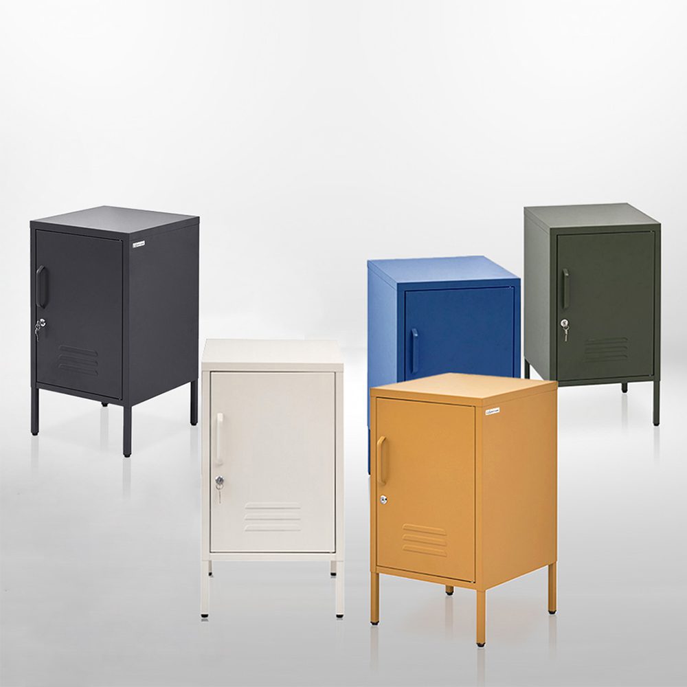 AI-LOCKER-SH-BL-24524-07 Artiss Bedside Table Metal Cabinet - Blue - Image 1