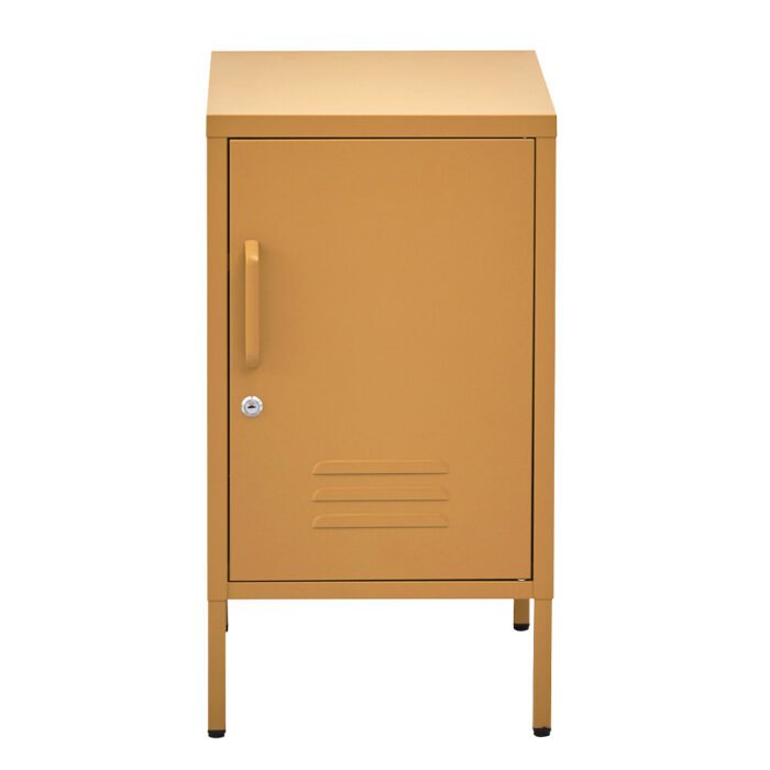Artiss Bedside Table Metal Cabinet - Yellow - Image 3