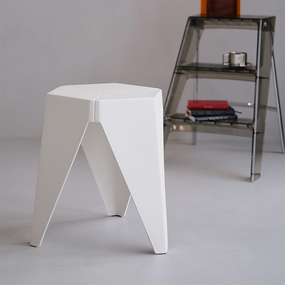 AI-PP-STOOL-T-WH-24536-07 Artiss 2x Bar Stools Puzzle Plastic Foot Stool White - Image 1