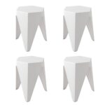 Artiss 4PC Puzzle Stool Bar Stools Stackable White - Image 5