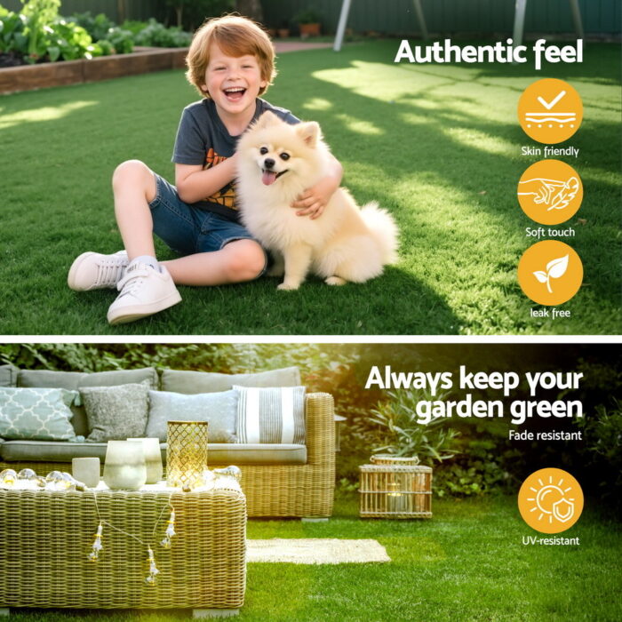 Prime Turf Artificial Grass Turf Rug Fake Grass 2 Rolls 15mm Height 50cm x 2m Indoor Outdoor Synthetic Grass Mat Carpet with Drainage Holes Plastic Plant - Image 3