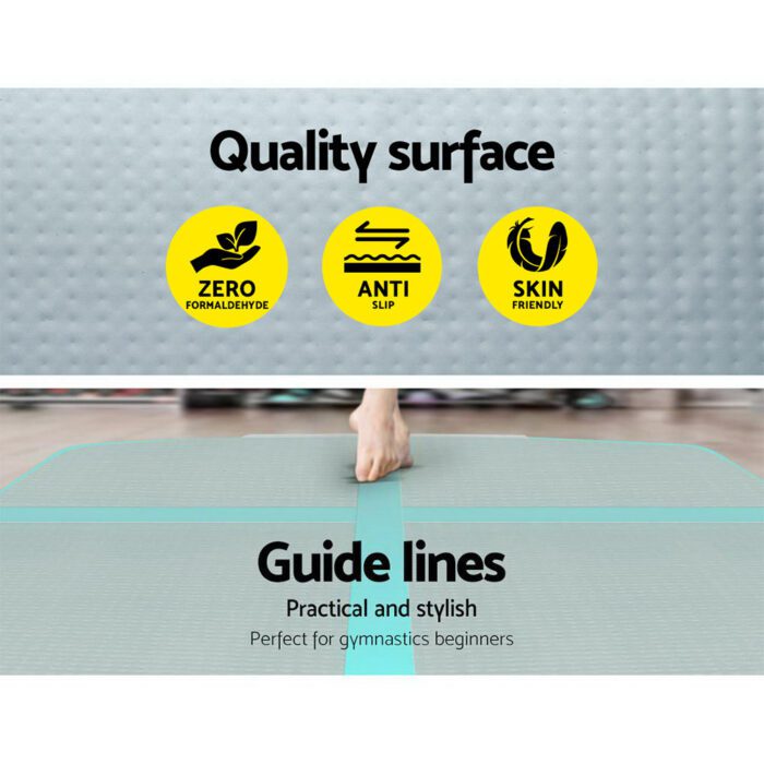 Everfit GoFun 4X1M Inflatable Air Track Mat Tumbling Floor Home Gymnastics Green - Image 4