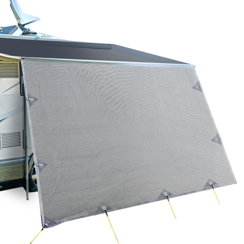 AWN-CV-B-SS-40-00 Caravan Privacy Screen Roll Out Awning 4Mx1.95M End Wall Side Sun Shade Grey - Image 1