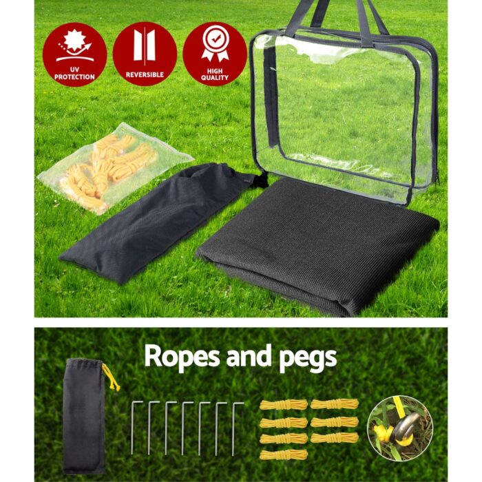 Caravan Privacy Screen Roll Out Awning 1.95x2.2M Sun Shade End Wall Side Black - Image 5