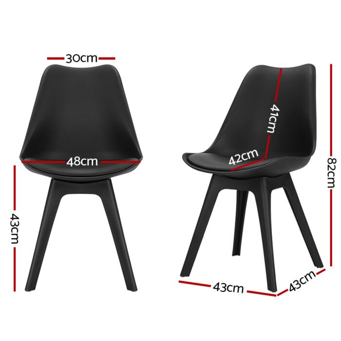 Artiss Dining Chairs Set of 4 Leather Plastic DSW Replica Black - Image 2