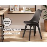 Artiss Dining Chairs Set of 4 Leather Plastic DSW Replica Black - Image 4