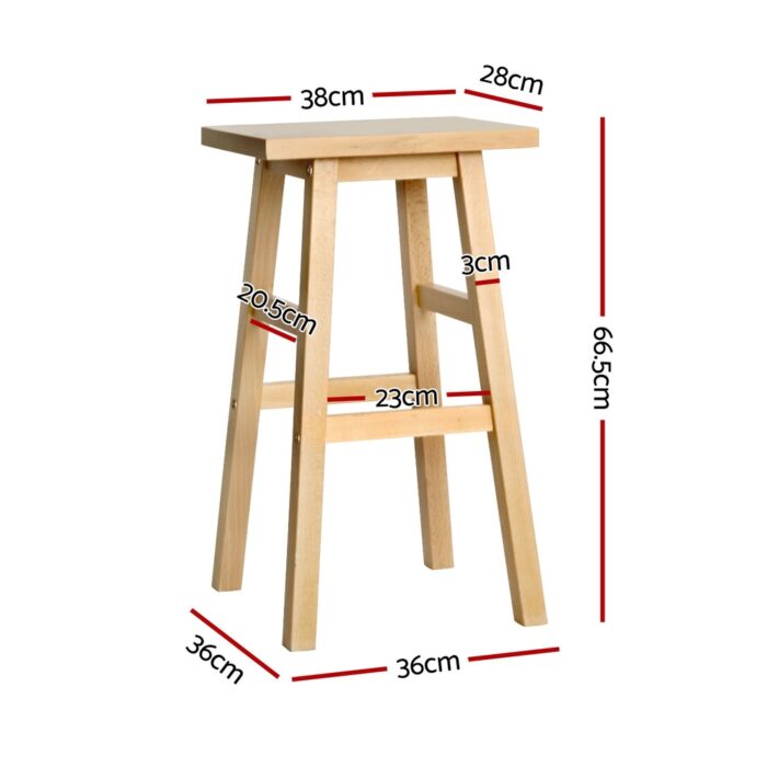 Artiss 4x Bar Stools Kitchen Chairs Wooden Nature - Image 2