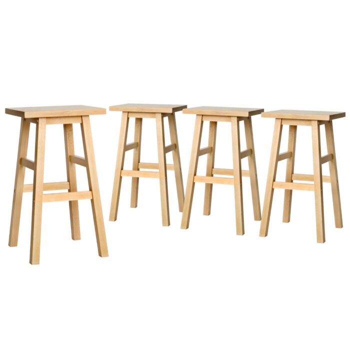 Artiss 4x Bar Stools Kitchen Chairs Wooden Nature - Image 3