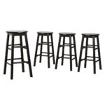 Artiss 4x Bar Stools Round Chairs Wooden Black - Image 3