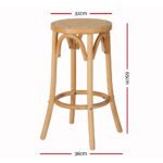 Artiss 4x Bar Stoosl Rattan Seat Wooden - Image 2