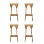 Artiss 4x Bar Stoosl Rattan Seat Wooden - Image 3