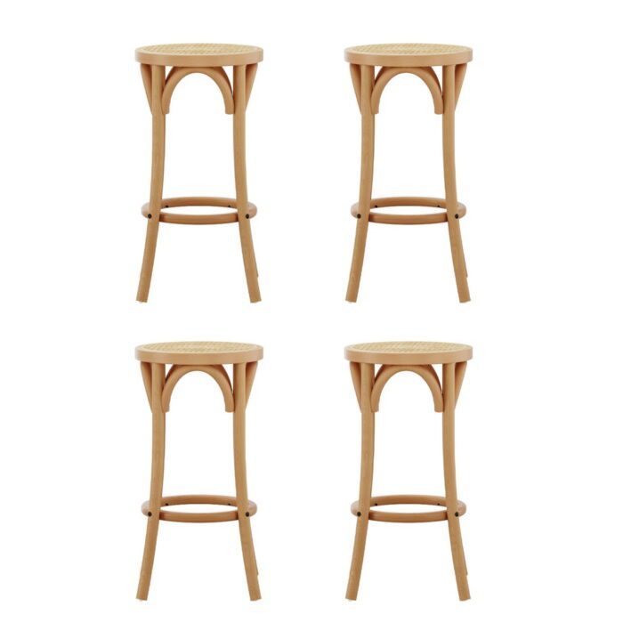 Artiss 4x Bar Stoosl Rattan Seat Wooden - Image 3