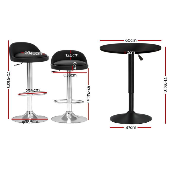 Artiss Bar Table and Stools Set Dining Desk Kitchen Chairs Cafe Pub - Image 2
