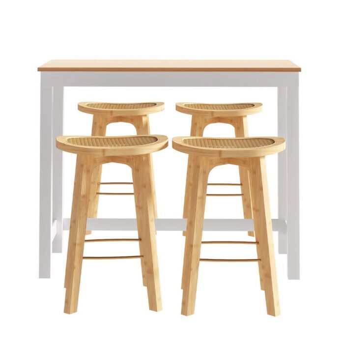 Artiss Bar Table and Stools Set Dining Desk Kitchen Chairs Cafe Pub - Image 4