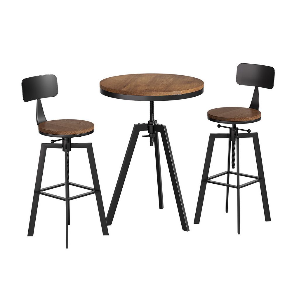 BA-TAB-CHR-SET-RETRO-202503281536-00 Artiss Bar Table and Stools Set Dining Desk Industrial Kitchen Chairs Cafe Pub - Image 1