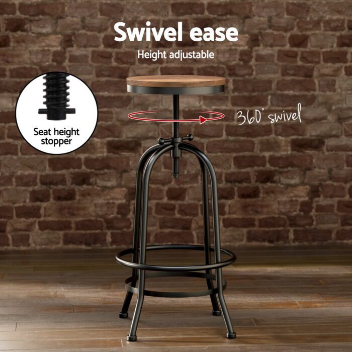 Artiss Bar Table Stools Set Dining Desk Industrial Kitchen Chairs Cafe Pub - Image 5