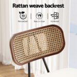 2x Artiss Bar Stools Kitchen Counter Rattan Chairs PU Leather Padding - Image 4