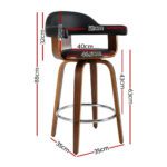 Artiss 2x Bar Stools Leather Seat Wooden Legs - Image 2