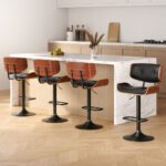 Artiss 4x Bar Stools Gas Lift Leather All Black