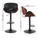 Artiss Bar Stools Kitchen Leather Barstools Swivel Gas Lift Vintage Chairs Black - Image 2
