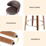 2x Artiss Bar Stools Dining Chairs Contoured Leather Wood Stool - Image 6