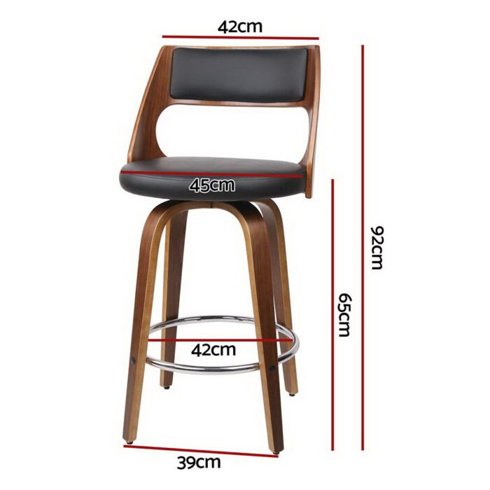 Artiss 4x Bar Stools Swivel Leather Chair 65cm - Image 2