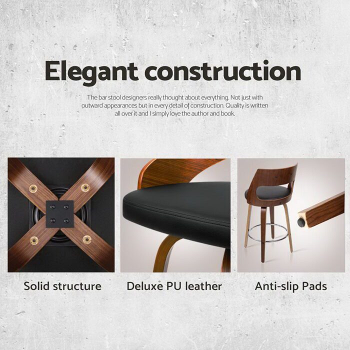Artiss 4x Bar Stools Swivel Leather Chair 65cm - Image 6