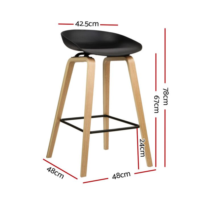 Artiss 2x Bar Stools Wooden - Image 2
