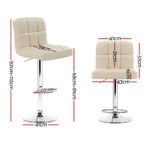 Artiss 2x Bar Stools Leather Gas Lift Beige - Image 2