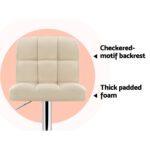 Artiss 2x Bar Stools Leather Gas Lift Beige - Image 6