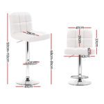 Artiss 2x Bar Stools Leather Gas Lift White - Image 2