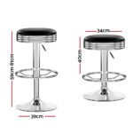 Artiss Set of 2 Backless PU Leather Bar Stools - Black and Chrome - Image 2