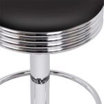 Artiss Set of 2 Backless PU Leather Bar Stools - Black and Chrome - Image 3
