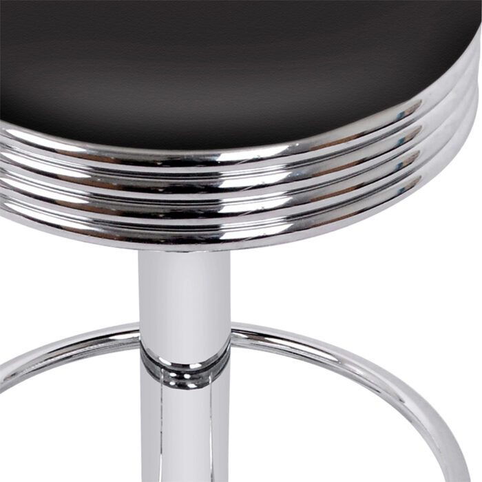 Artiss Set of 2 Backless PU Leather Bar Stools - Black and Chrome - Image 3