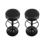 Artiss 2x Bar Stools Leather Padded Gas Lift Black - Image 3