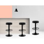 Artiss 2x Bar Stools Leather Padded Gas Lift Black - Image 5