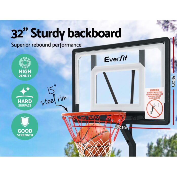 Everfit 2.6M Basketball Hoop Stand System Adjustable Portable Pro Kids Clear - Image 4