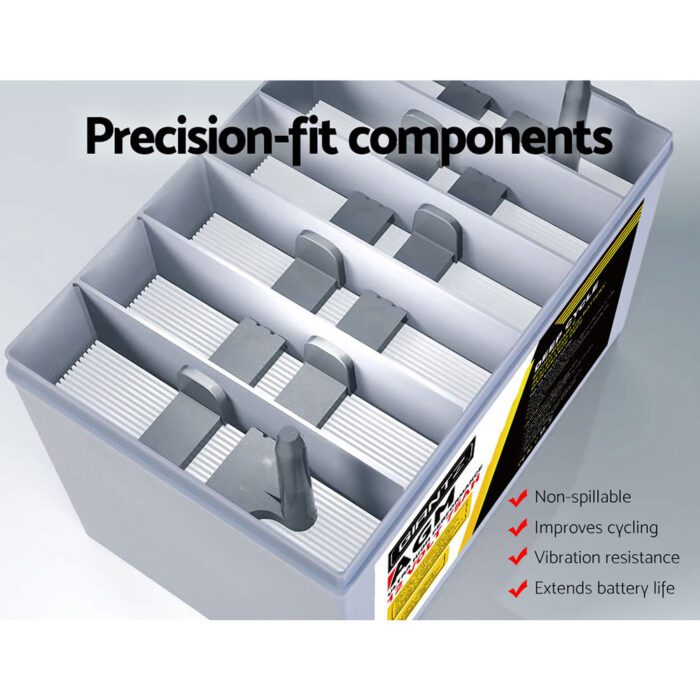 Giantz AGM Deep Cycle Battery 12V 75Ah x2 Box Portable Solar Caravan Camping - Image 6