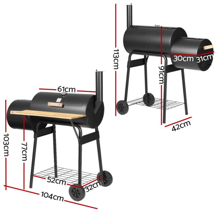 Grillz BBQ Grill 2-In-1 Offset Charcoal Smoker - Image 2