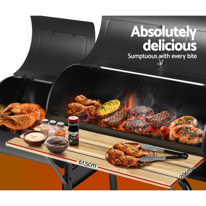 Grillz BBQ Grill 2-In-1 Offset Charcoal Smoker - Image 4
