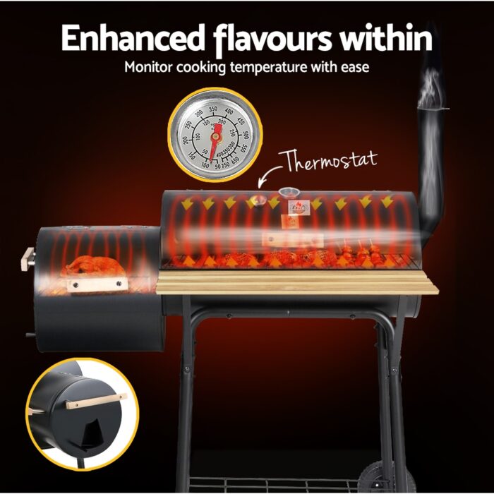 Grillz BBQ Grill 2-In-1 Offset Charcoal Smoker - Image 5