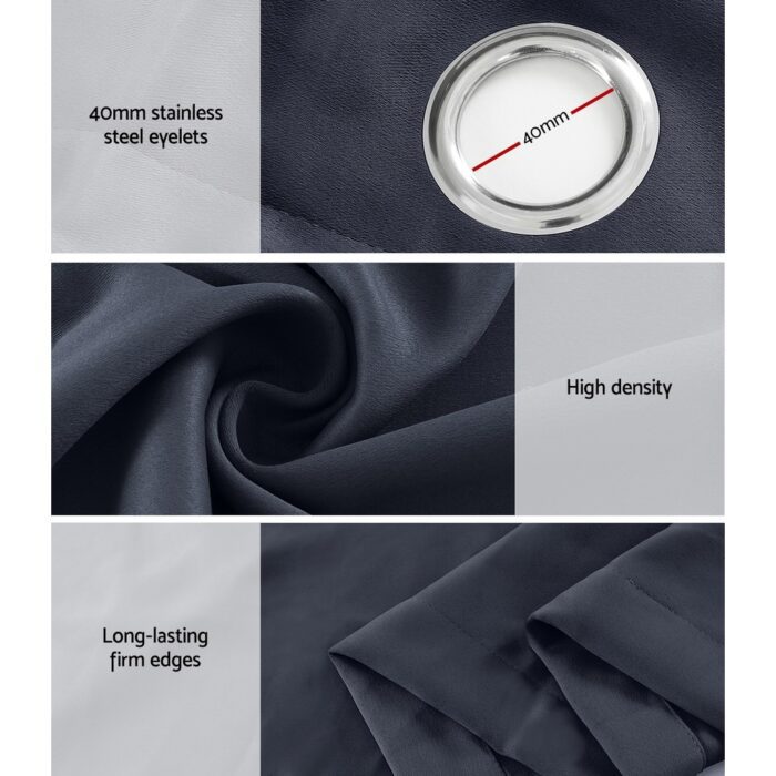 Artiss 2X Blockout Curtains Eyelet 180x213cm Charcoal - Image 6