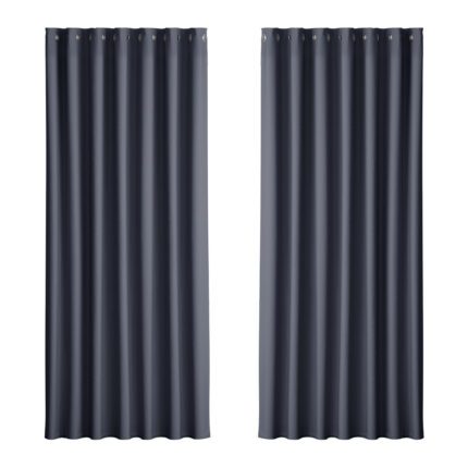 Artiss 2X Blockout Curtains Eyelet 240x230cm Charcoal