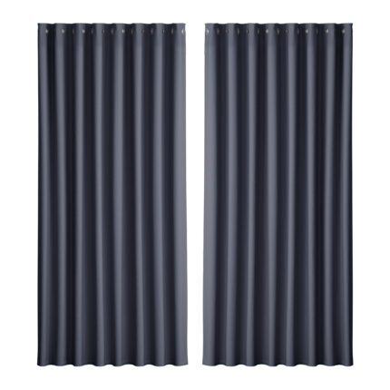 Artiss 2X Blockout Curtains Eyelet 300x230cm Charcoal