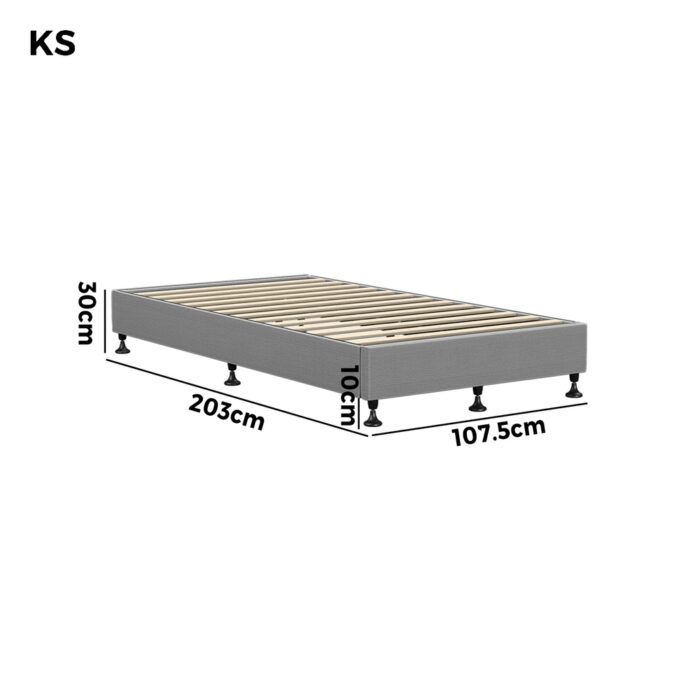 Oikiture Bed Frame King Single Fabric Grey - Image 7
